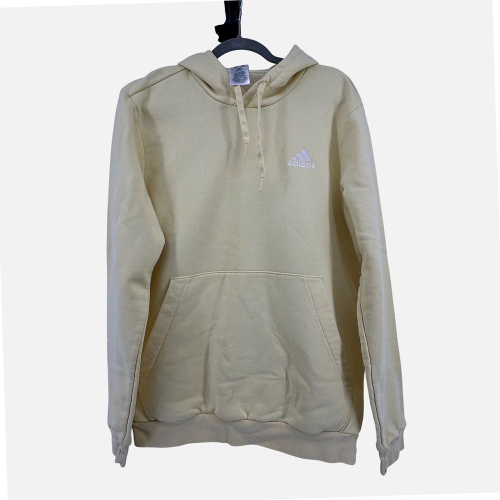 Adidas Hoodie Women Large Butter Yellow Long Sleeve Pullover Logo Sweatshirt